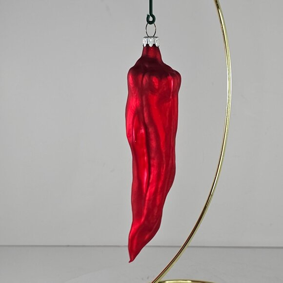 Vintage Red Glass Chili Pepper Christmas Ornament Glass Germany - Picture 4 of 8
